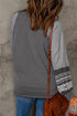 Contrast Print Striped Raglan Crew Neck Loose Long Sleeve Top